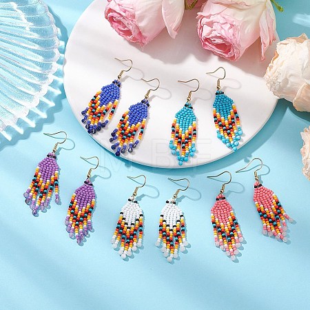 Bohemian Glass Seed Beads Dangle Earrings EJEW-MZ00338-1