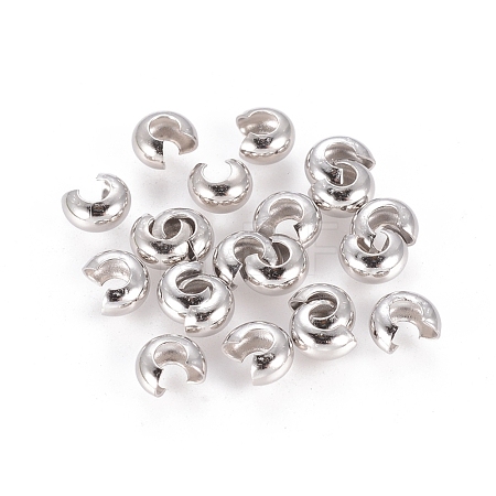 Platinum Color Brass Crimp End Beads Covers for Jewelry Making X-KK-H290-NFN-NF-1