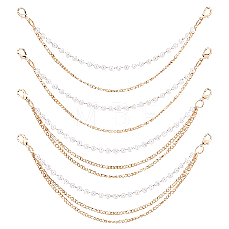 4Pcs 2 Styles Alloy & Imitation Pearl Three-layer Boot Strap Chains AJEW-ME0003-09-1