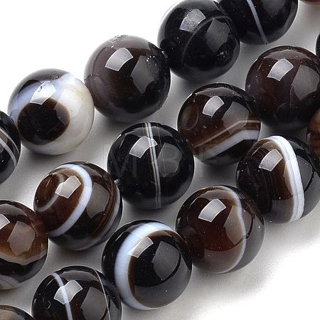 Natural Striped Agate/Banded Agate Beads Strands G-S259-04A-10mm-1