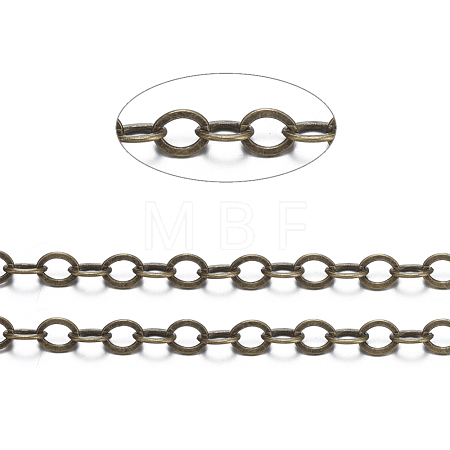 Brass Flat Oval Cable Chains X-CHC029Y-AB-1