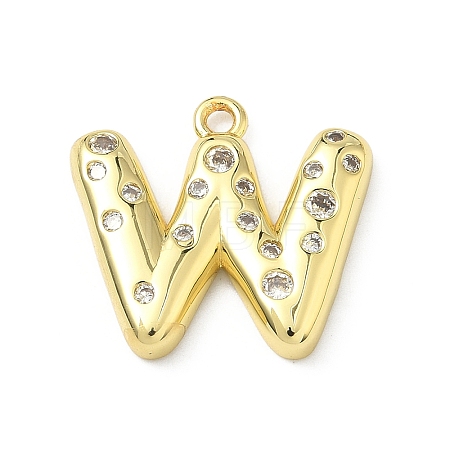 Brass Micro Pave Clear Cubic Zirconia Pendants KK-I476-02G-W-1