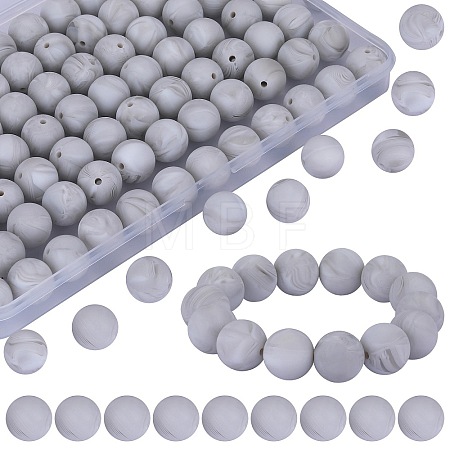 80Pcs Round Silicone Focal Beads SIL-SZ0001-24-21-1