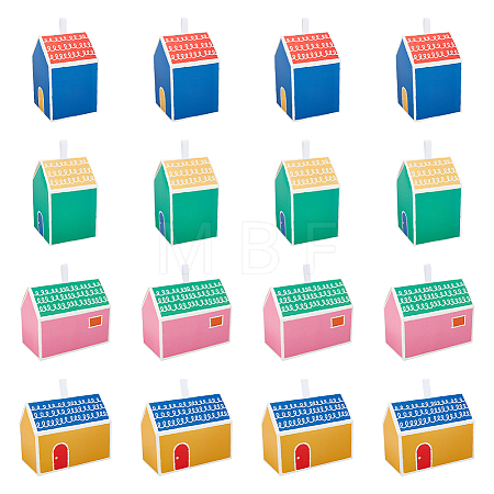 32Pcs 4 Styles House Shaped Cardboard Paper Foldable Gift Boxes CON-NB0002-23-1
