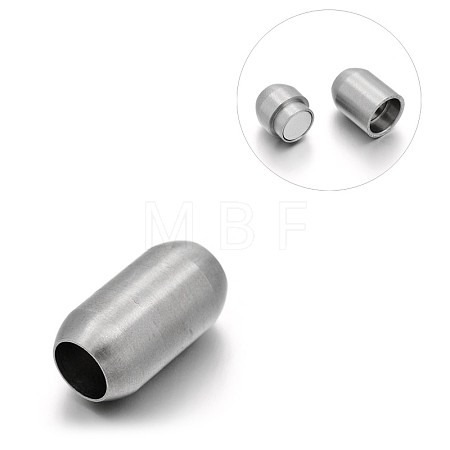 Tarnish Resistant Matte 304 Stainless Steel Barrel Magnetic Clasps with Glue-in Ends STAS-E089-06C-1