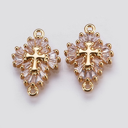 Brass Micro Pave Cubic Zirconia Links ZIRC-E144-12G-1