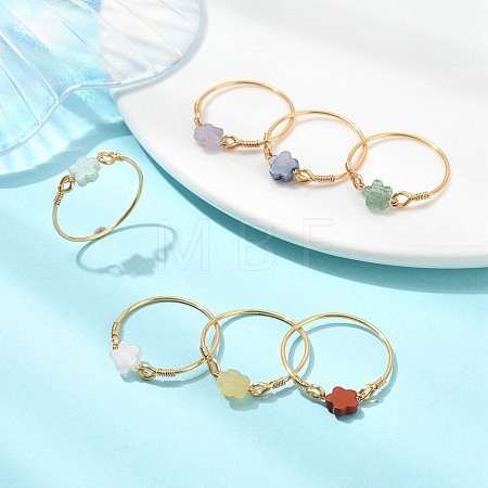 Natural Gemstone Beads Finger Rings RJEW-JR01041-1