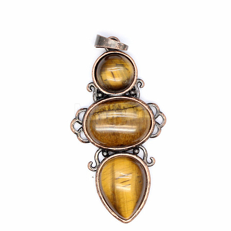 Retro Natural Tiger Eye Pendants PW-WG7292F-17-1