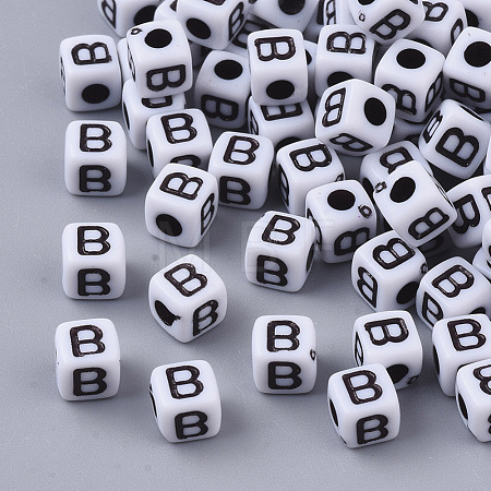 White Opaque Acrylic Beads MACR-R869-02B-1