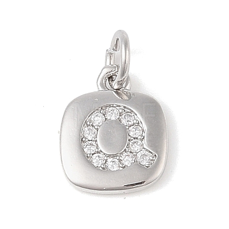 Rack Plating Brass Micro Pave CLear Cubic Zirconia Charms KK-E110-14P-Q-1