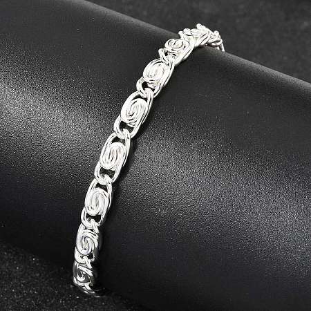 304 Stainless Steel Swirl  Link Bracelets for Women BJEW-K240-11S-1