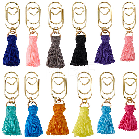 Polycotton(Polyester Cotton) Tassel Bookmark AJEW-BM00005-1