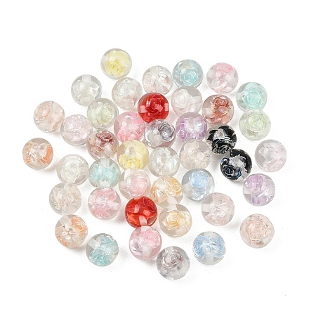 Transparent Resin Inner Flower Beads RESI-C070-16-1