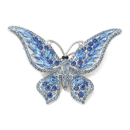 Butterfly Platinum Zinc Alloy Rhinestone Brooches JEWB-R051-01P-01-1