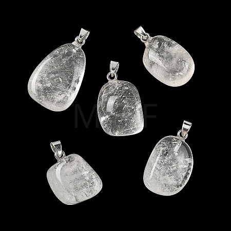 Natural Quartz Crystal Tumbled Stone Pendants GG-K002-06Q-1