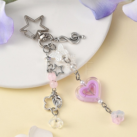 Alloy & Acrylic & Glass Pendant Decorations HJEW-YW00436-04-1