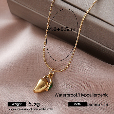 Vintage 304 Stainless Steel Enamel Pendant Round Snake Chain Necklaces for Women QH4448-3-1