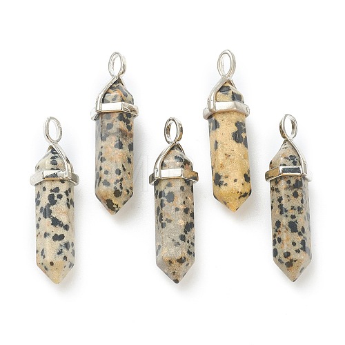 Natural Dalmatian Jasper Pointed Pendants G-M378-01P-A10-1