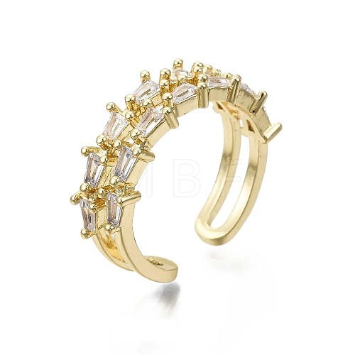 Brass Micro Pave Clear Cubic Zirconia Cuff Rings RJEW-S044-088-NF-1