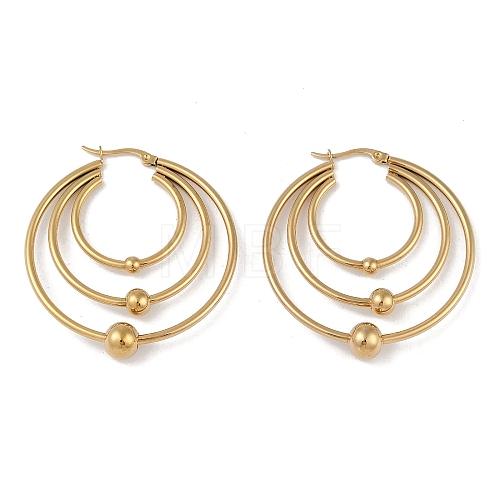 Ion Plating(IP) 201 Stainless Steel Hoop Earrings EJEW-I309-28G-1