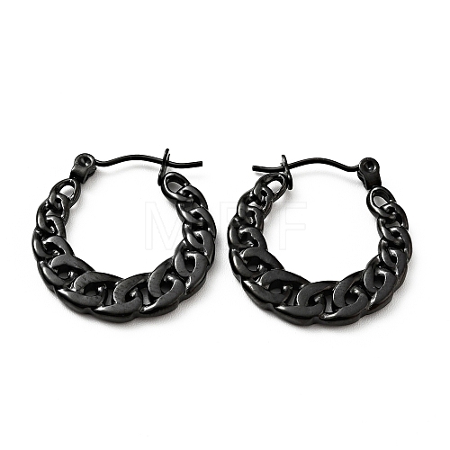 Ion Plating(IP) 304 Stainless Steel Curb Chains Hoop Earrings for Women EJEW-G293-06EB-1