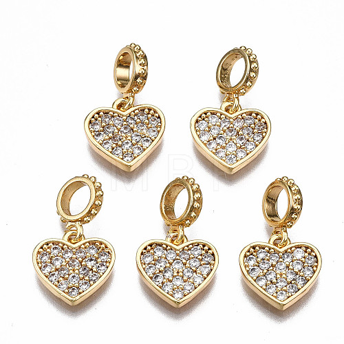 Brass Micro Pave Clear Cubic Zirconia Pendants KK-Q277-053-NF-1