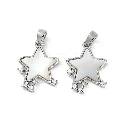 Natural White Shell Star Pendants KK-U043-22P-02-1