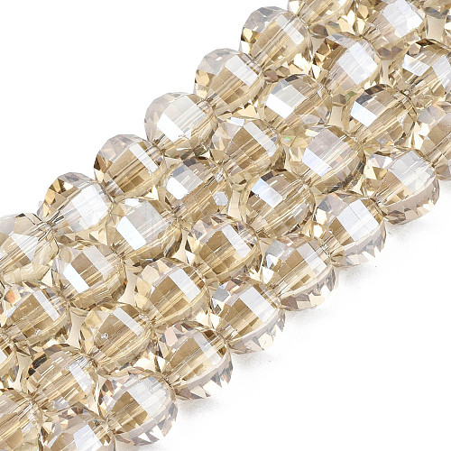 Electroplate Transparent Glass Beads Strands EGLA-N002-30-F03-1