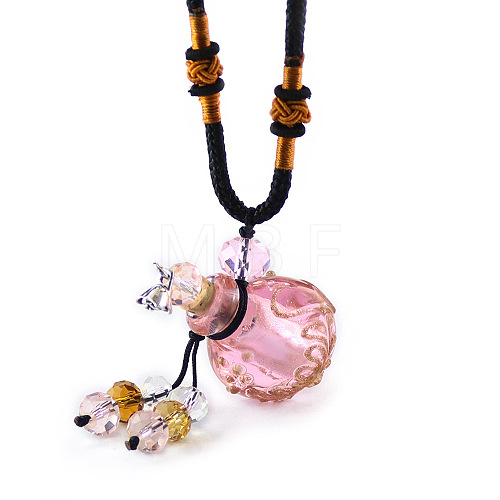Lampwork Perfume Bottle Pendant Necklace with Glass Beads BOTT-PW0002-059A-01-1