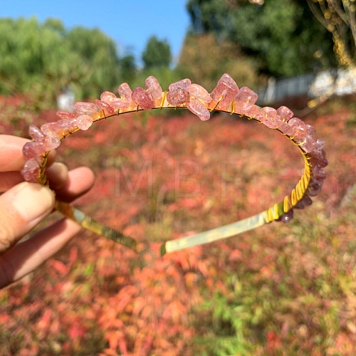 Natural Strawberry Quartz Hair Bands PW-WGC1C33-44-1