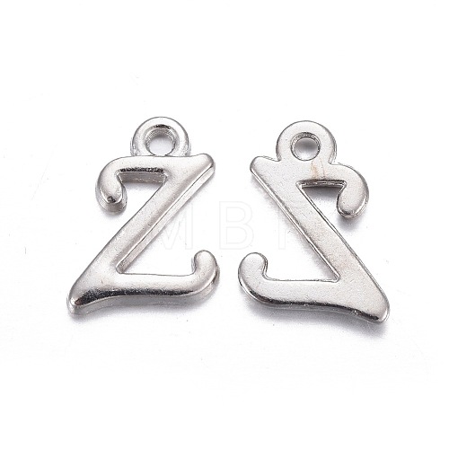 Platinum Plated Alloy Letter Pendants PALLOY-J718-01P-Z-1