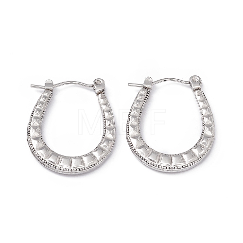304 Stainless Steel Horseshoe Hoop Earrings for Women EJEW-B018-05P-1