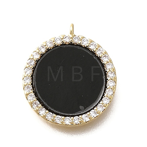 Brass Micro Pave Cubic Zirconia and Acrylic Charms KK-Q035-02G-1