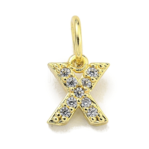 Letter Brass Micro Pave Clear Cubic Zirconia Pendants KK-K354-06G-X-1