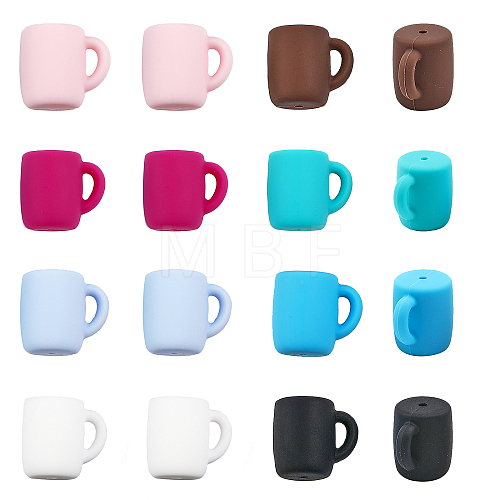 16Pcs 8 Colors Food Grade Eco-Friendly Silicone Beads SIL-CA0001-83-1