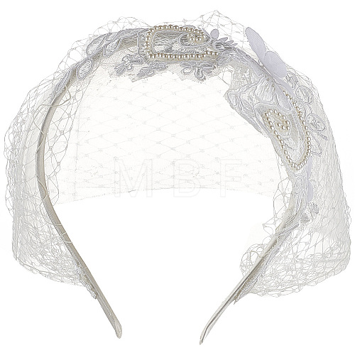 Bridal Flower Rhinestone Mesh Veil Cloth Hair Bands OHAR-WH0001-14A-1