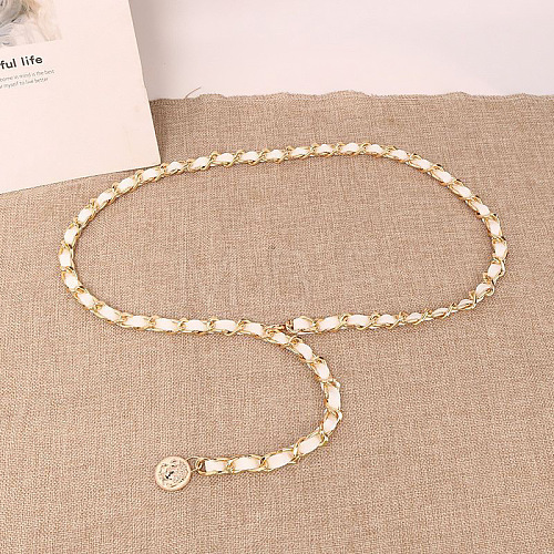 Alloy PU Leather Braided Waist Chains for Woman WGB955C-06-1