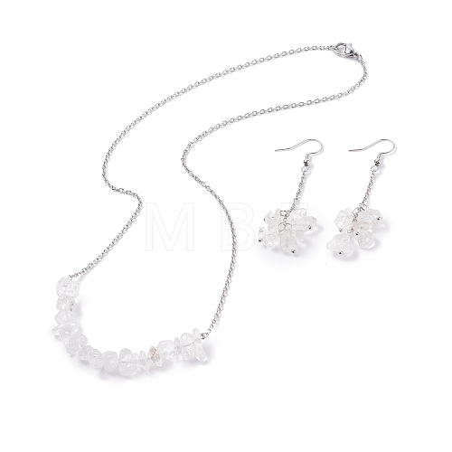 Natural Quartz Crystal Chips Beaded Jewelry Set SJEW-JS01231-05-1