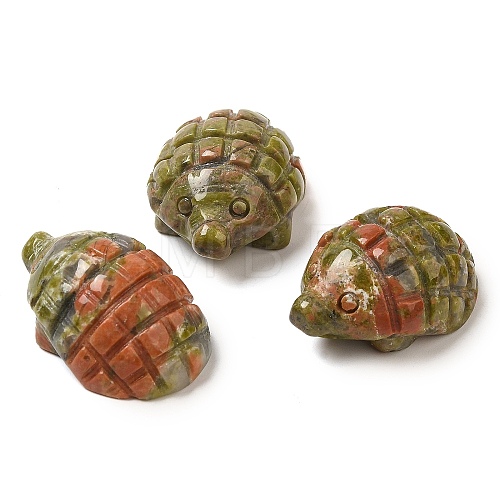 Natural Unakite Carved Hedgehog Statues Ornament DJEW-C019-03E-1