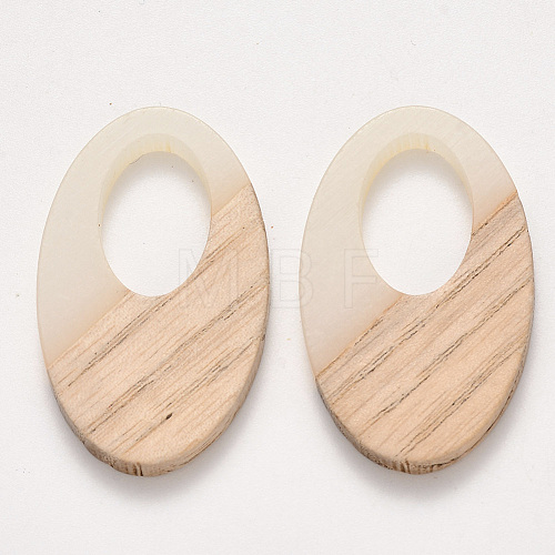 Transparent Resin & Wood Pendants X-RESI-S384-001A-C01-1