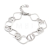 304 Stainless Steel Oval & Rhombus Link Chain Bracelets for Women BJEW-K249-01P-1