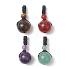 4Pcs 4 Colors Natural Carnelian & Amethyst & Green Aventurine & Tiger Eye Pendants PALLOY-TA00405-1