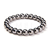 Silver Plate Non-magnetic Synthetic Hematite Round Beads Stretch Bracelets BJEW-PH0001-8mm-21-1