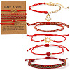 5Pcs 5 Styles Braided Nylon Thread Bracelet & 304 Stainless Steel Link & Charm Bracelets & Glass & Seed Bead Braided Bead Bracelet Set for Women KZ3324-6-2