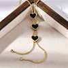 Triple Heart 304 Stainless Steel & Black Plastic Y Necklaces for Women NJEW-U032-13G-02-2