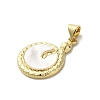 Brass Pave Shell Pendants KK-I708-12B-G-2