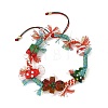 Christmas Handmade Lampwork Braided Bead Bracelets BJEW-TA00765-02-3