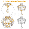 4Pcs 2 Colors Wedding Bridal Flower Bouquet Crystal Rhinestone Brooch JEWB-DC0001-05-4