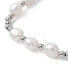 4Pcs 4 Style Natural Pearl & Brass Beaded Stretch Bracelets Set for Women BJEW-JB09662-02-4