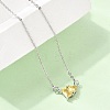 Brass Pave Cubic Zirconia Rectangle and Heart Pendant Cable Chain Necklaces KK-CBAB173-04P-05-2